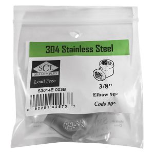 Smith-Cooper 3/8 in. FPT X 3/8 in. D FPT Stainless Steel 90 Degree Elbow