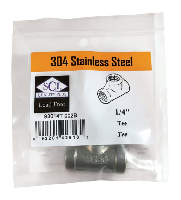 Smith-Cooper 1/4 in. FPT X 1/4 in. D FPT Stainless Steel Tee
