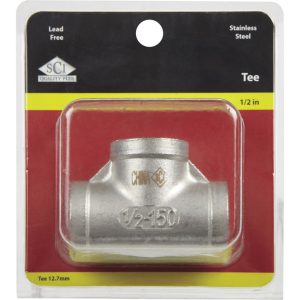Smith-Cooper 1/2 in. FPT X 1/2 in. D FPT Stainless Steel Tee