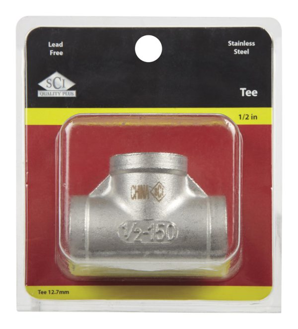 Smith-Cooper 1/2 in. FPT X 1/2 in. D FPT Stainless Steel Tee