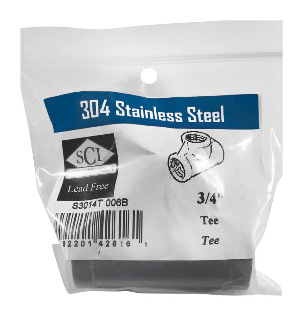 Smith-Cooper 3/4 in. FPT X 3/4 in. D FPT Stainless Steel Tee