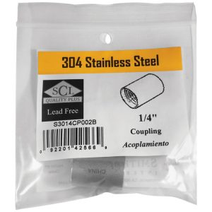 Smith-Cooper 1/4 in. FPT X 1/4 in. D FPT Stainless Steel Coupling
