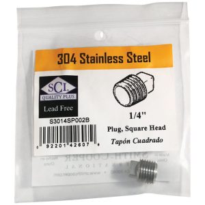 Smith-Cooper 1/4 in. MPT Stainless Steel Square Head Plug
