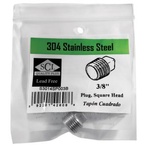 Smith-Cooper 3/8 in. MPT Stainless Steel Square Head Plug