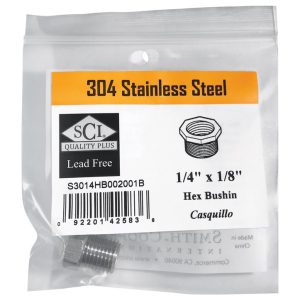Smith-Cooper 1/4 in. MPT X 1/8 in. D FPT Stainless Steel Hex Bushing