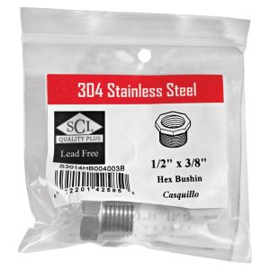 Smith-Cooper 1/2 in. MPT X 3/8 in. D FPT Stainless Steel Hex Bushing