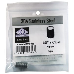 Smith-Cooper 1/8 in. MPT Stainless Steel Close in. L Nipple