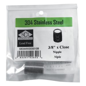 Smith-Cooper 3/8 in. MPT Stainless Steel Close Nipple