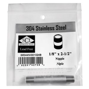 Smith-Cooper 1/8 in. MPT Stainless Steel 2-1/2 in. L Nipple