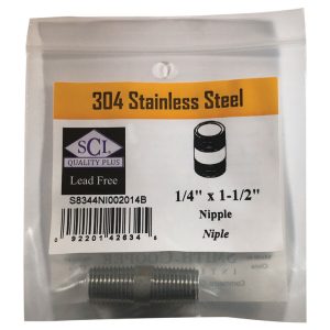 Smith-Cooper 1/4 in. MPT Stainless Steel 1-1/2 in. L Nipple