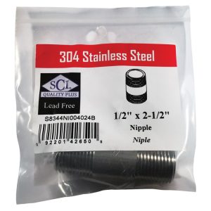 Smith-Cooper 1/2 in. MPT Stainless Steel 2-1/2 in. L Nipple