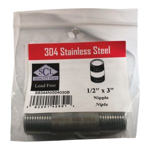 Smith-Cooper 1/2 in. MPT Stainless Steel 3 in. L Nipple