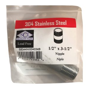 Smith-Cooper 1/2 in. MPT Stainless Steel 3-1/2 in. L Nipple