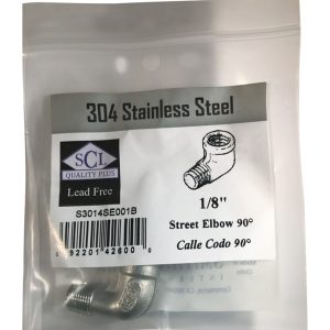 Smith-Cooper 1/8 in. FPT X 1/8 in. D FPT Stainless Steel Street Elbow