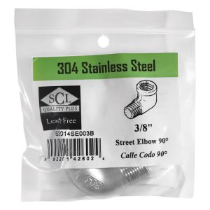 Smith-Cooper 3/8 in. FPT X 3/8 in. D MPT Stainless Steel Street Elbow