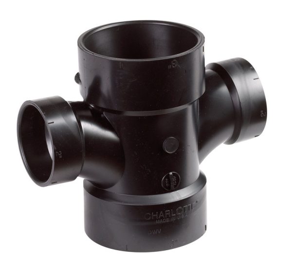Charlotte Pipe 3 in. Hub X 3 in. D Hub ABS Sanitary Tee