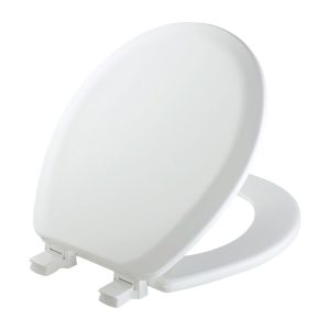Bemis Never Loosens Round White Molded Wood Toilet Seat