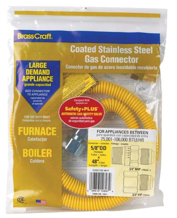 Eastman Safety+Plus 3/4 in. MIP X 3/4 in. D FIP 48 in. Stainless Steel Gas Connector