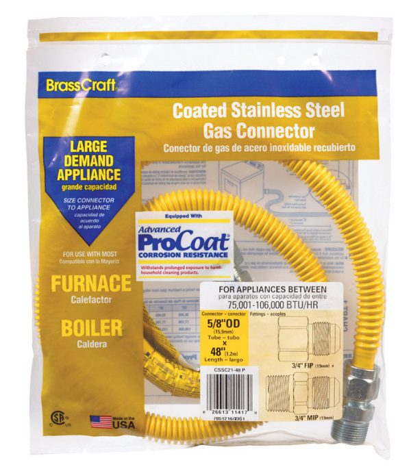 BrassCraft ProCoat 3/4 in. FIP X 3/4 in. D MIP 48 in. Stainless Steel Gas Connector