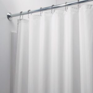 iDesign 72 in. H X 72 in. W White Solid Shower Curtain Liner Polyester