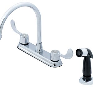 Homewerks Two Handle Chrome Kitchen Faucet Side Sprayer Included