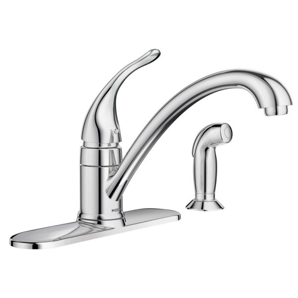 Moen Torrance One Handle Chrome Kitchen Faucet Side Sprayer Included ...