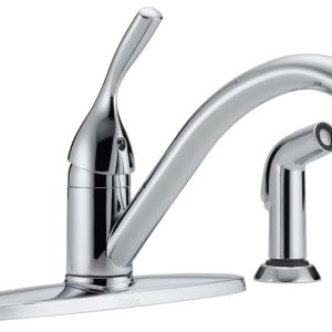 Delta Classic One Handle Chrome Kitchen Faucet Side Sprayer Included