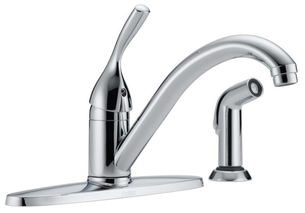 Delta Classic One Handle Chrome Kitchen Faucet Side Sprayer Included