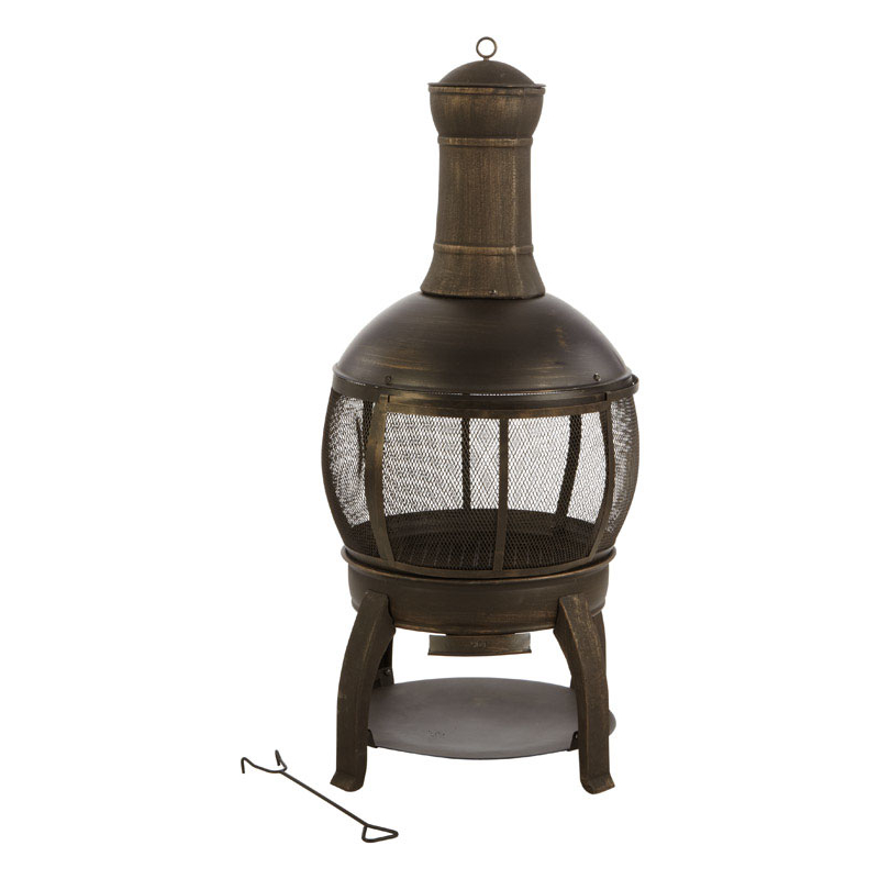 Living Accents 22 in. W Cast Iron/Steel Chimenea Round MultiFuel Fire