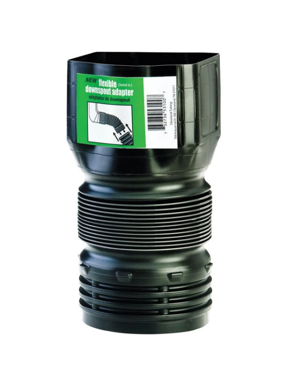 Flex-Drain 3 in. Snap X 4 in. D Snap Polypropylene Downspout Adapter