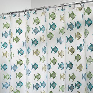 iDesign 72 in. H X 72 in. W Blue/Green Fish Shower Curtain Vinyl