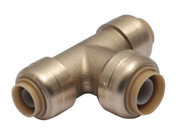 SharkBite Push to Connect 3/8 in. PTC X 3/8 in. D PTC Brass Reducing Tee