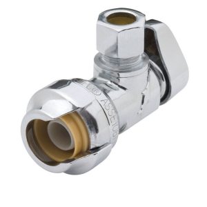 SharkBite 1/2 in. Push X 3/8 in. Compression Chrome Plated Angle Stop Valve