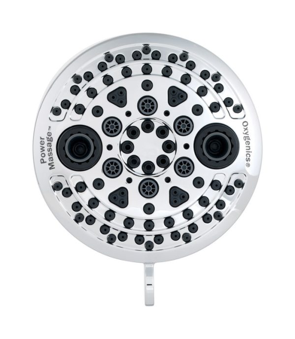 Oxygenics PowerMassage Chrome Metal 5 settings Wallmount Showerhead 1.75 gpm