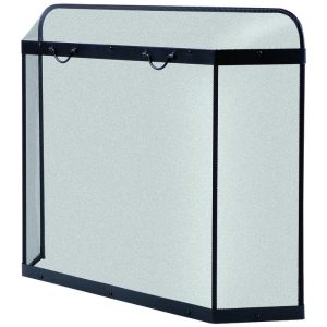 Panacea Black Matte Steel Fireplace Screen Spark Guard