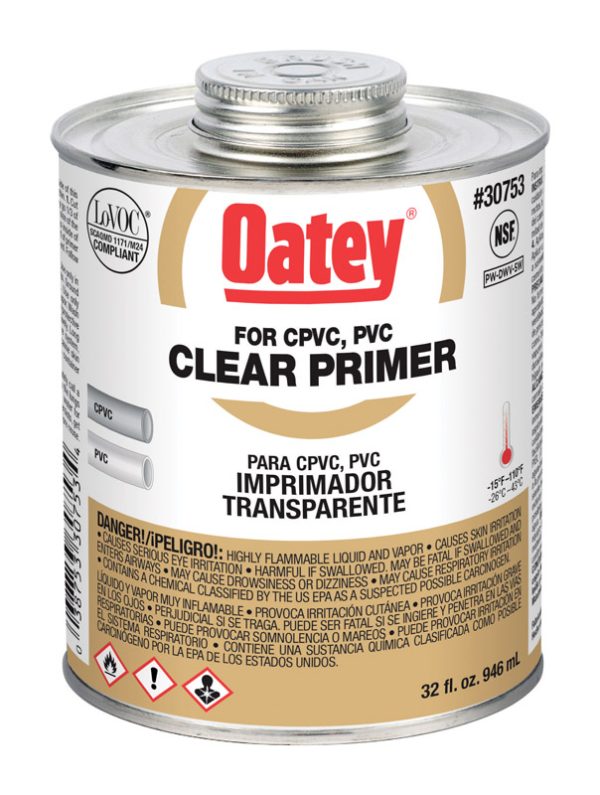 Oatey Clear Primer For CPVC/PVC 32 oz