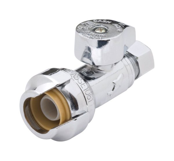 SharkBite 1/2 in. PTC X 1/4 in. Compression Brass Straight Stop Valve