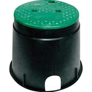 NDS 12-13/16 in. W X 10-7/16 in. H Round Valve Box with Overlapping Cover Black/Green