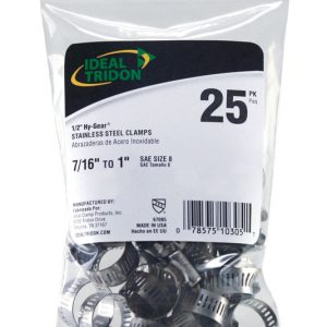 Ideal Tridon Hy Gear 7/16 in to 1 in. SAE 8 Silver Hose Clamp Stainless Steel Band