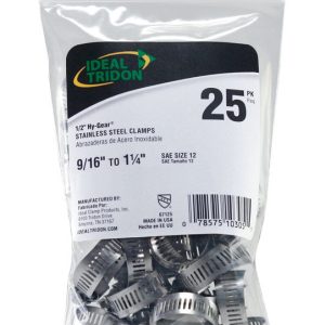 Ideal Tridon Hy Gear 9/16 in to 1-1/4 in. SAE 12 Silver Hose Clamp Stainless Steel Band