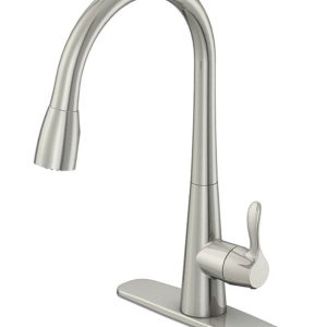 OakBrook Vela One Handle Brushed Nickel Pull-Down Kitchen Faucet
