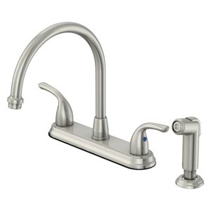 OakBrook Pacifica Two Handle Brushed Nickel Kitchen Faucet Side Sprayer Included