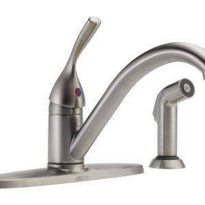 Delta Classic One Handle Stainless Steel Kitchen Faucet Side Sprayer Included