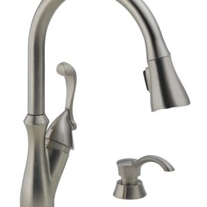 Delta Arabella One Handle Stainless Steel Pull-Down Kitchen Faucet Side Sprayer Included