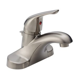 Delta Stainless Steel Pop-up Bathroom Sink Faucet 4 in.