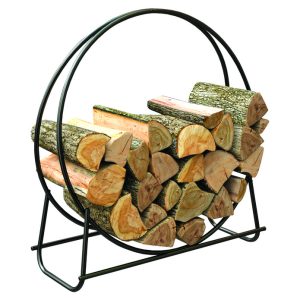 Panacea Black Powder Coated Steel Log Hoop Rack