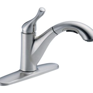 Delta Grant One Handle Stainless Steel Pull-Out Kitchen Faucet