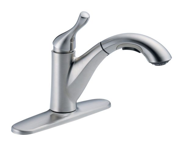 Delta Grant One Handle Stainless Steel Pull-Out Kitchen Faucet