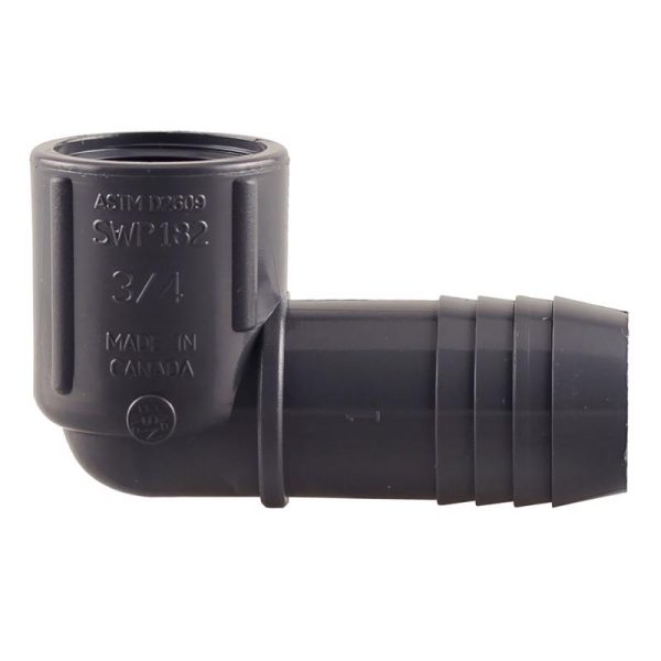 Boshart Industries 1 in. Insert in. X 3/4 in. D FPT Polypropylene 90 Degree Reducing Elbow