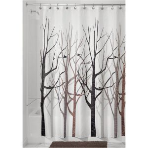 iDesign 72 in. H X 72 in. W Multicolored Bare Trees Shower Curtain Polyester